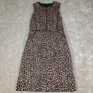 J Crew Leopard Animal Print Sheath Body Con Dress Size 4